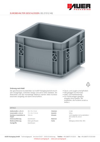 EUROBEHÄLTER GESCHLOSSEN EG 21512 HG