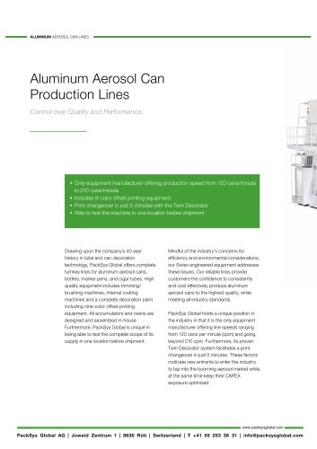 Aluminum Aerosol Can Production Lines