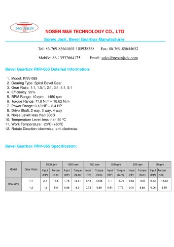 Bevel Gearbox RNV-065