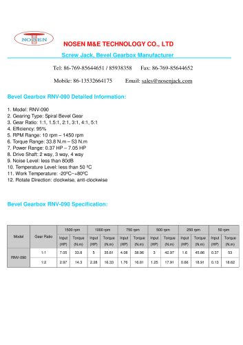 Bevel Gearbox RNV-090