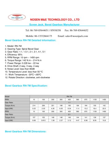 NOSEN Spiral Bevel Gearbox RN-7M
