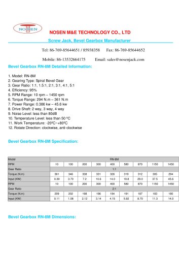 NOSEN Spiral Bevel Gearbox RN-8M