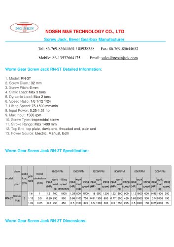 Worm Gear Screw Jack RN-3T