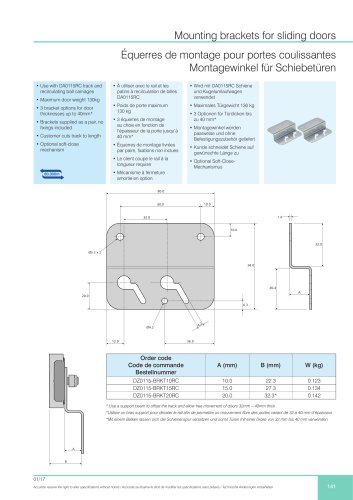 Mounting brackets for sliding doors