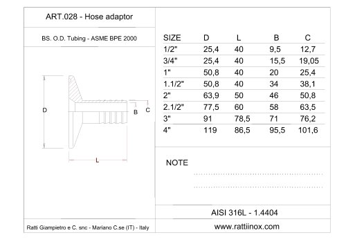 Art. 028 - Tri-Clamp hose rubber - BSOD ASME BPE