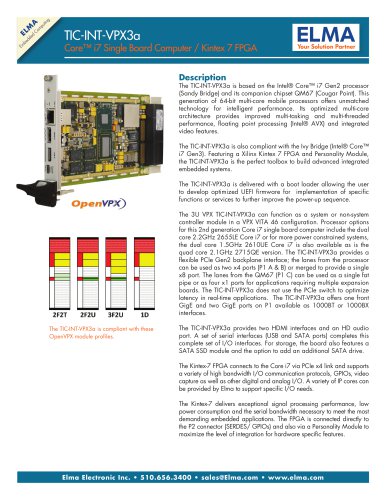 2nd Generation Intel Core i7 Processor with Kintex FPGA - Model TIC-INT-VPX3a