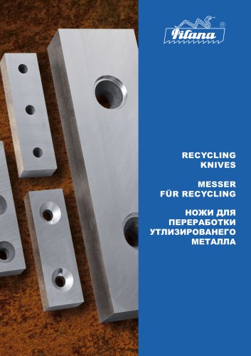 Catalogue of knives for shearing and recycling of metal and non-metal scarp