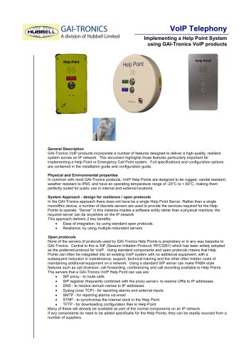 Implementing a Help Point System using GAI-Tronics VoIP products