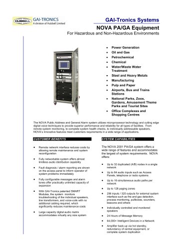 NOVA PA/GA Equipment For Hazardous and Non-Hazardous Environments