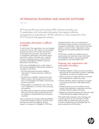 HP Financial Planning and Analysis software