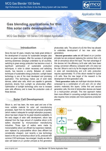 Gas blending applications for thin film solar cells development