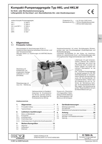 Kompakt-Pumpenaggregate Typ HKL und HKLW