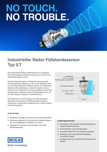 Industrieller Radar-F&uuml;llstandssensor Typ ILT
