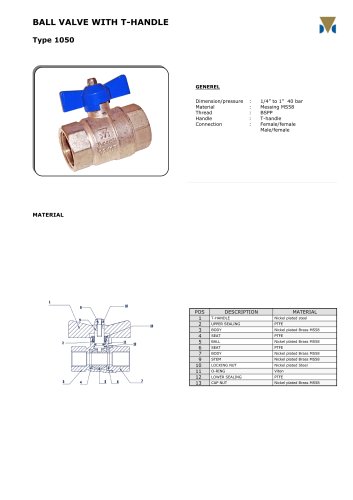 BALL VALVE WITH T-HANDLE