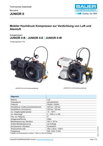 Mobiler Hochdruck Kompressor zur Verdichtung von Luft und Atemluf