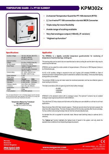 TEMPERATURE GUARD - 2 x PT100 ELEMENT KPM302x