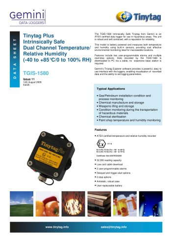 Atex Rated Temperature and Humidity Logger   TGIS-1580