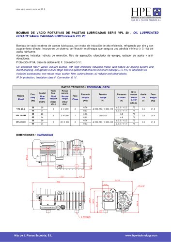 OIL LUBRICATED ROTARY VANES VACUUM PUMPS