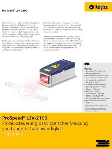 Datenblatt ProSpeed LSV | Die nächste Generation der Längen- & Geschwingdikeitsmessung