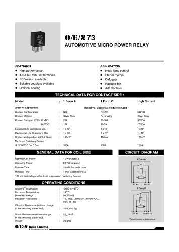 Series 73 automotive relay