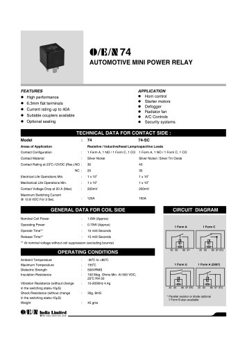 Series 74 automotive relay