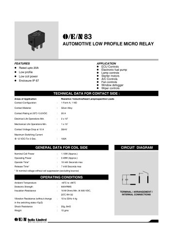 Series 83 automotive relay