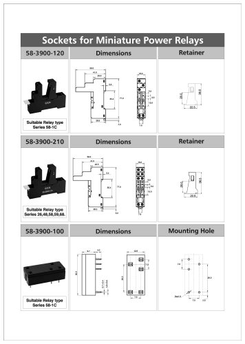 Sockets for Miniature Power Relays