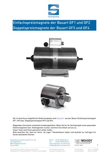 Elektromagnet, Einfachspreizmagnet Doppelspreizmagnet, Baureihe GF, Magnetbau-Schramme