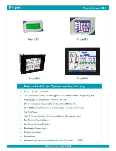 Prizm Touch Screen HMI