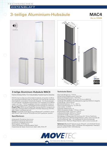 3-teilige Aluminium-Hubsäule MAC4