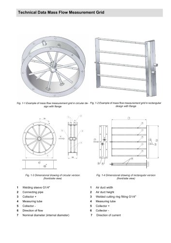 Technical Data Mass Flow Measurement Grid