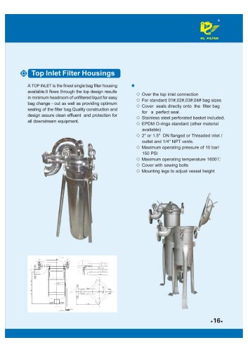 Top Inlet Filter Housing