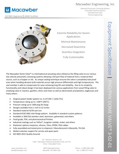 Dome Valve&reg; PHO PHV