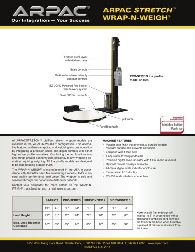 ARPAC STRETCH ™ WRAP-N-WEIGH®