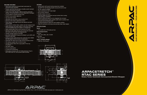 ARPACSTRETCH™ RTAC SERIES Rotary Tower Automatic Conveyorized Stretch Wrapper