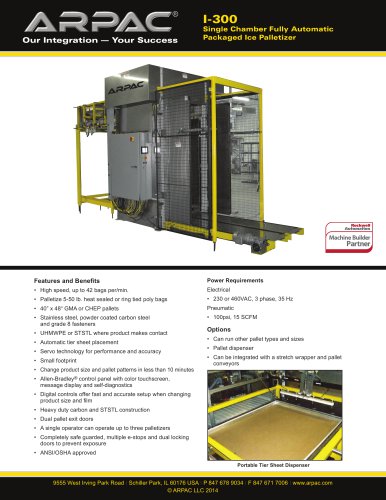 I-300 Single Chamber Fully Automatic Packaged Ice Palletizer