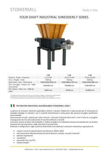 FOUR-SHAFT INDUSTRIAL SHREDDERS F SERIES