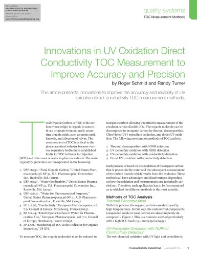 Innovation in UV Oxidation Direct Conductivity TOC Measurement to Improve Accuracy and Precision