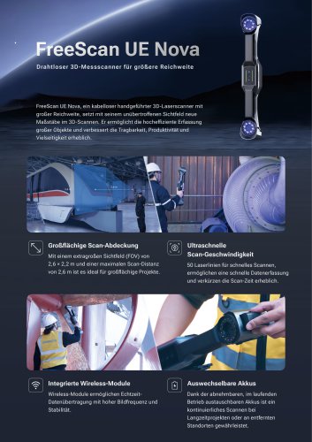 FreeScan UE Nova | Drahtloser 3D-Messscanner für größere Reichweite