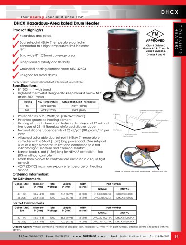 DHCX Hazardous-Area Rated Drum Heater