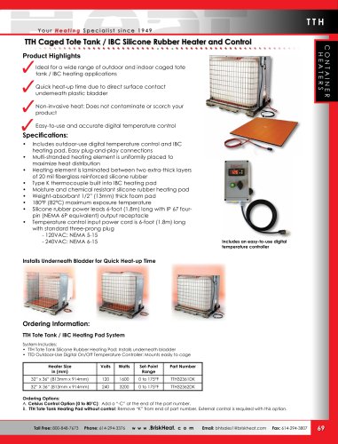 TTH Caged Tote Tank / IBC Silicone Rubber Heater and Control