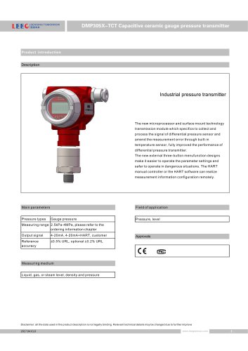 LEEG DMP305X-TCT Anti-corrossive pressure transmitter