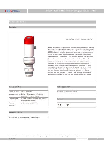 PS858-TSR-H diaphragm pressure switch