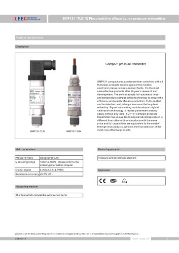 SMP131-TLD(N) Economical pressure transmitter