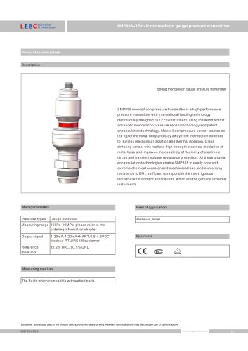 SMP858-TSH-H hygienic level transmitter for food and beverage