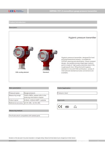 SMP858-TST-S clamp on diaphragm pressure transducer