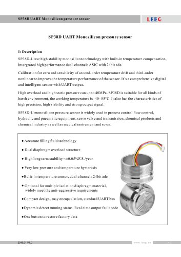 SP38D UART Monosilicon pressure sensor