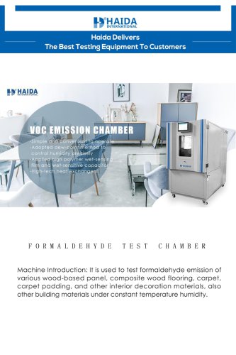 Formaldehyde Laboratory/Climate Humidity And Temperature Laboratory