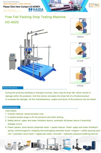 HD-A520 Free Fall Packing Drop Testing Machine