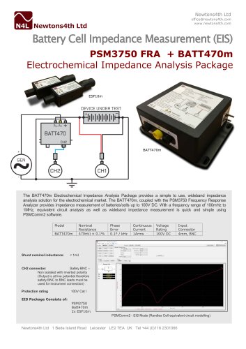 Battery Cell Impedance Measurement (EIS) PSM3750 FRA + BATT470m